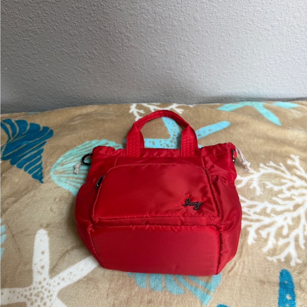 lug Ditty~Red~Drawstring Tote with multiple pockets~NEW without tags - Picture 6 of 7